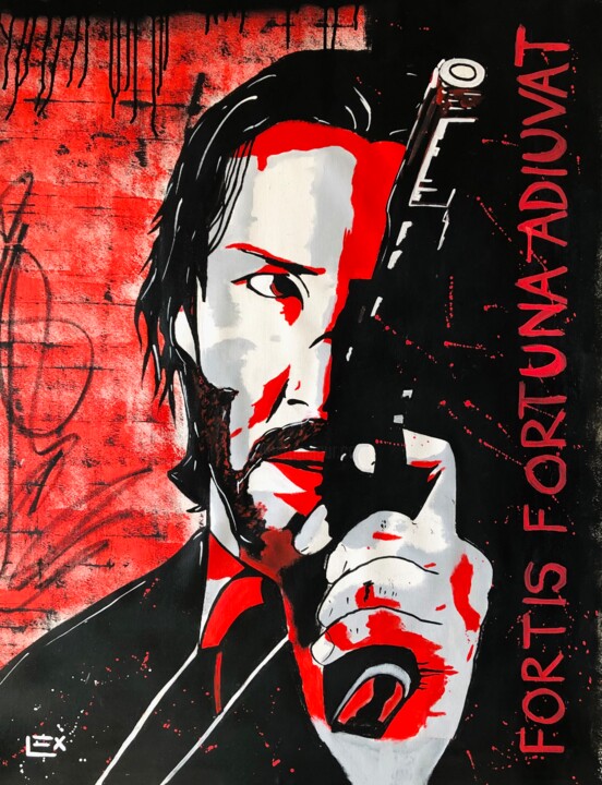 Schilderij getiteld "John Wick" door Lex, Origineel Kunstwerk, Acryl