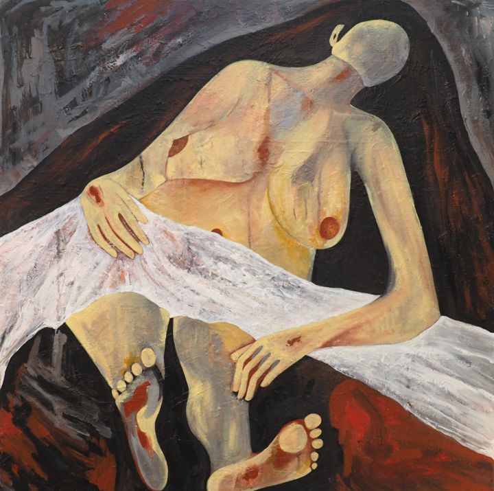 Pintura titulada "Eve morte" por Gwenn Audic, Obra de arte original, Acrílico Montado en Bastidor de camilla de madera