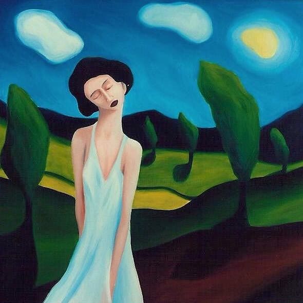 Painting titled "Une amie" by Lex Veen, Original Artwork, Oil