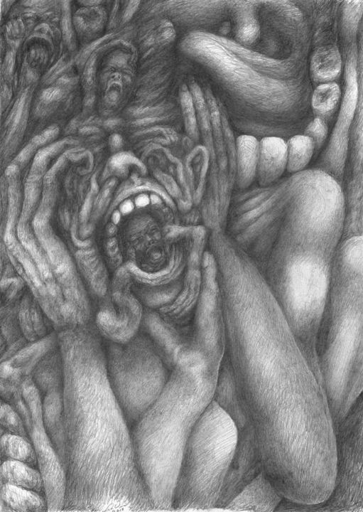 Disegno intitolato "Mal Di denti" da Lex Veen, Opera d'arte originale