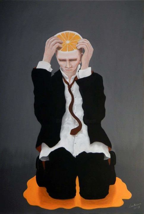 Painting titled "Orange juice" by Lex Veen, Original Artwork