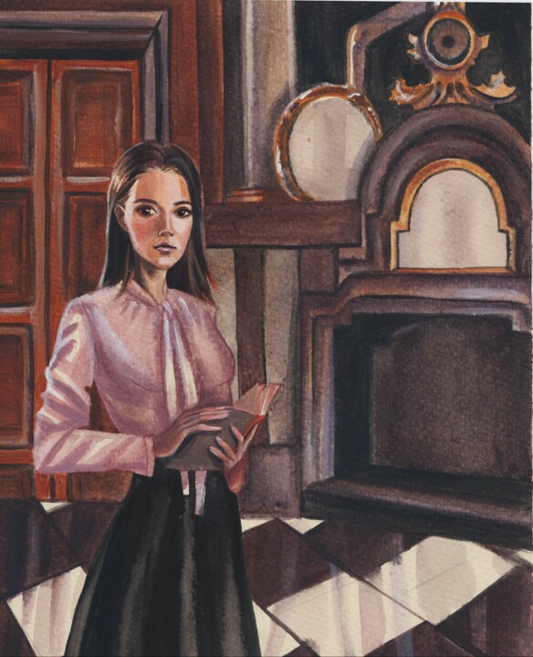 Painting titled ""Young teacher "" by Leyla Zhunus, Original Artwork, Acrylic