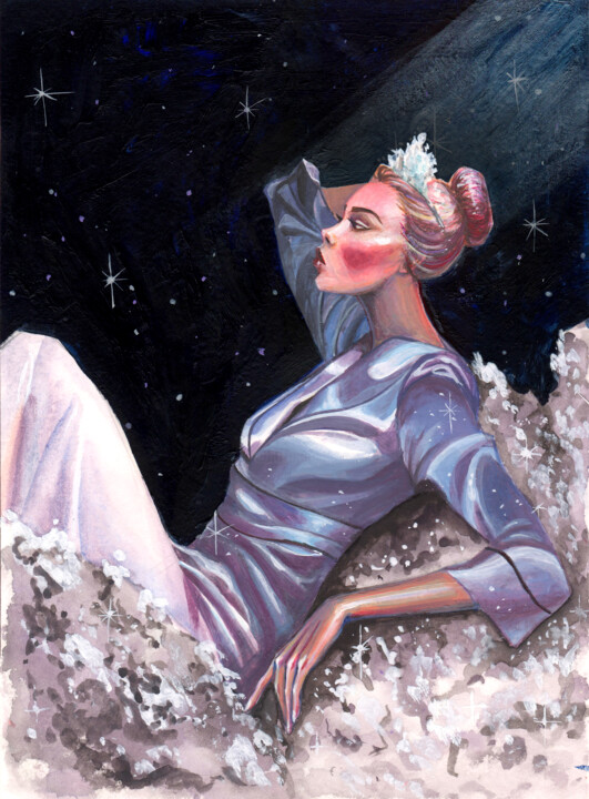 Painting titled ""Princess in the un…" by Leyla Zhunus, Original Artwork, Acrylic