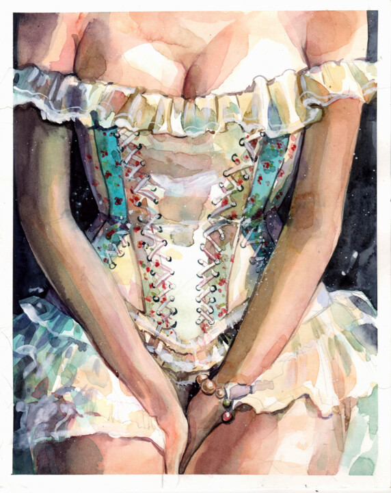 Pittura intitolato ""Fitting"" da Leyla Zhunus, Opera d'arte originale, Acquarello