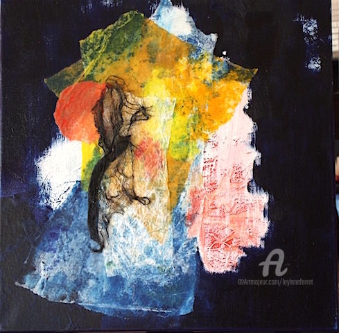 Pittura intitolato "LA LUNE EN EMBUSCAD…" da Leylane Ferret, Opera d'arte originale, Olio Montato su Telaio per barella in l…
