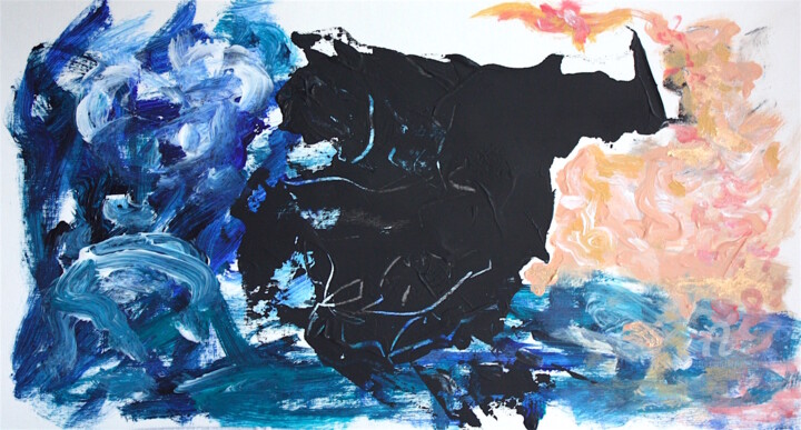 Картина под названием "CLAIR DE LUNE 1" - Leylane Ferret, Подлинное произведение искусства, Акрил
