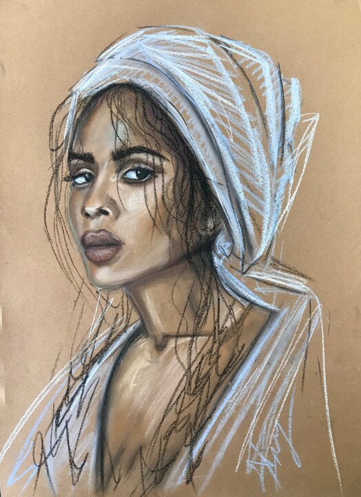 Tekening getiteld "Sumaya" door Leysan Khasanova, Origineel Kunstwerk, Pastel