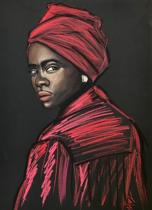 Dessin intitulée "Akello (queen in Re…" par Leysan Khasanova, Œuvre d'art originale, Pastel