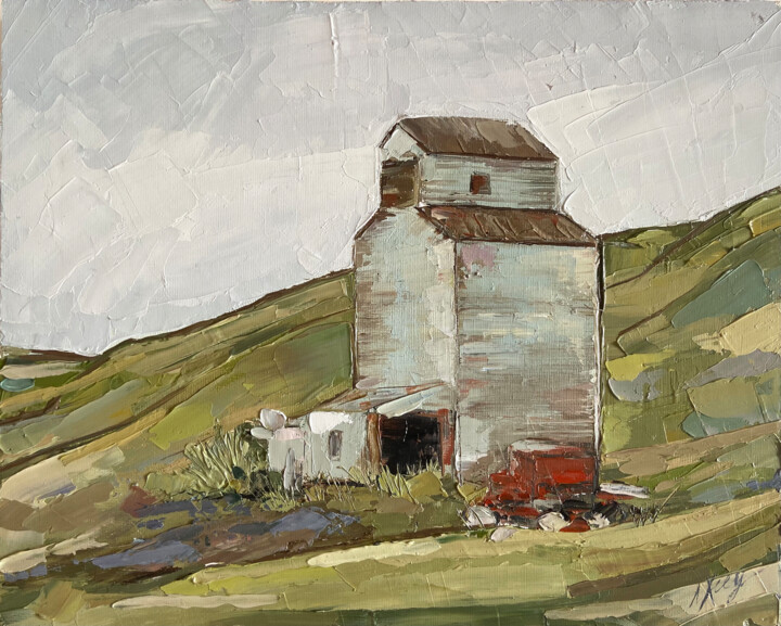 Peinture intitulée "Montana landscape o…" par Leysan Khasanova, Œuvre d'art originale, Huile