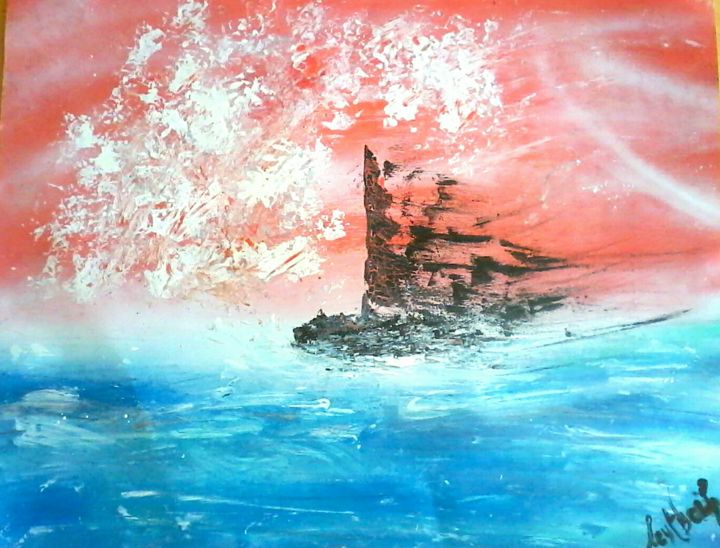 Peinture intitulée "Choppy Sea" par Leytbouh, Œuvre d'art originale, Bombe aérosol