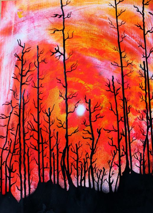 Painting titled "Incendie" by Leytbouh, Original Artwork, Spray paint