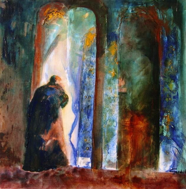 Peinture intitulée "l'ermite" par Yolande Gerdil, Œuvre d'art originale