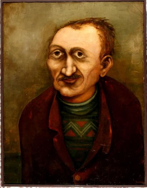 Painting titled "A worker.Canvas, oil" by Niko Lezhava, Original Artwork