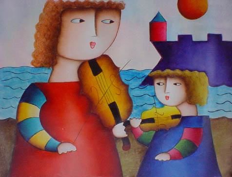 Pittura intitolato "The Violinist" da Laura Fabiola, Opera d'arte originale