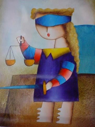 Painting titled "Justice" by Laura Fabiola, Original Artwork