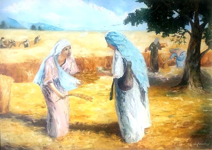 Pintura intitulada "Colheita de trigo (…" por Luciano Fernandes, Obras de arte originais, Óleo
