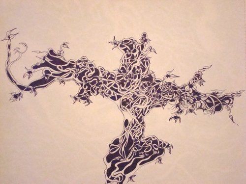 Drawing titled "JC" by L. F. Q. B. (Le Feu Qui Brule), Original Artwork, Ink