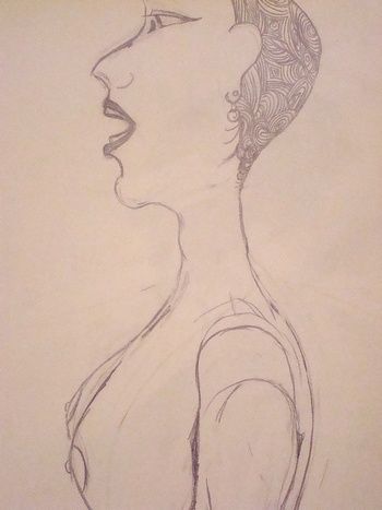 Drawing titled "Lady 2" by L. F. Q. B. (Le Feu Qui Brule), Original Artwork, Pencil