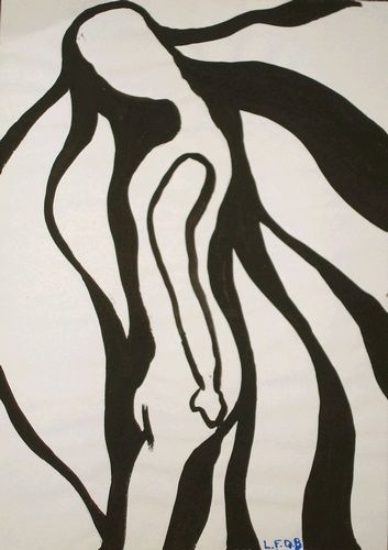 Drawing titled "Man 3" by L. F. Q. B. (Le Feu Qui Brule), Original Artwork, Ink