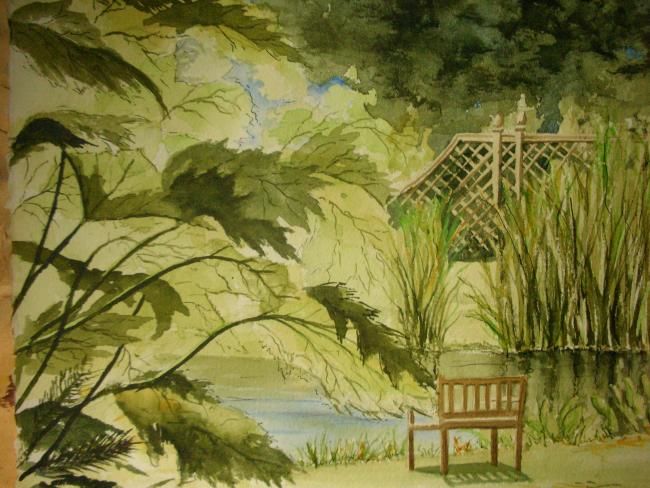 Painting titled "Jardin d'Argences" by Laurent Girard, Original Artwork