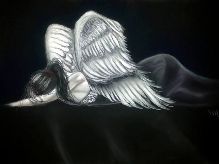 图画 标题为“"velvet" : ange all…” 由Les Barbouilles De Laetitia, 原创艺术品, 粉彩
