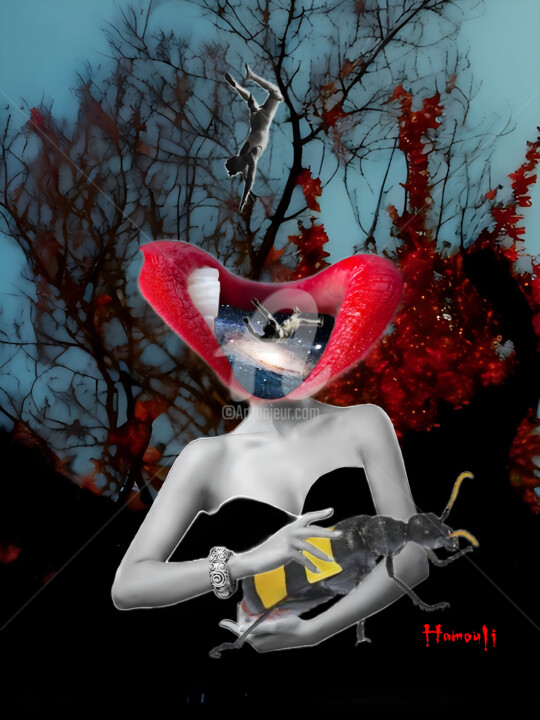 Digitale Kunst mit dem Titel "Prédatrice" von Lhmixarts, Original-Kunstwerk, Digitale Collage