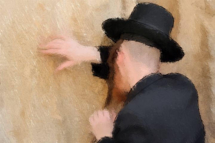 Painting titled "הכותל המערבי" by Moshe, Original Artwork, Pastel