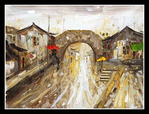 Peinture intitulée "Waterdorp.1" par Li Wen Zin, Œuvre d'art originale
