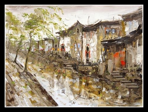 Pittura intitolato "Waterdorp.4" da Li Wen Zin, Opera d'arte originale