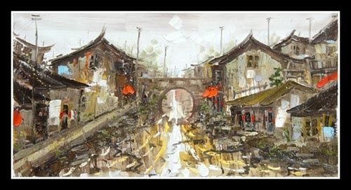 Painting titled "Waterdorp.6" by Li Wen Zin, Original Artwork