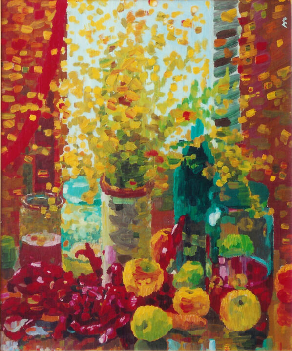 Картина под названием "Autumn still life" - Lia Chechelashvili, Подлинное произведение искусства, Масло Установлен на Деревя…