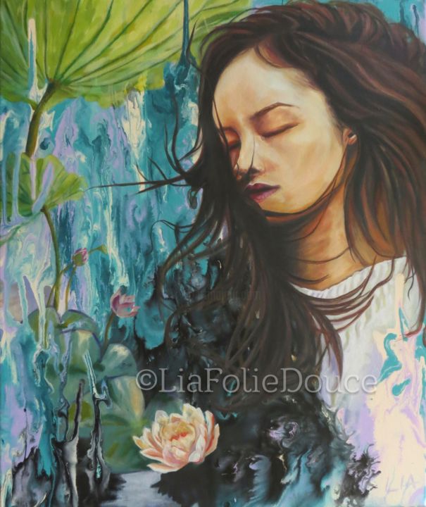Картина под названием "Watergirl" - Lia Foliedouce, Подлинное произведение искусства, Масло