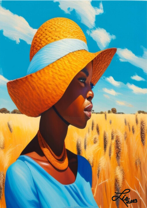 Digital Arts titled "Un sombrero amarill…" by Lia, Original Artwork, AI generated image