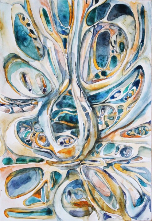 Painting titled "Nest" by Liaisan Musina, Original Artwork, Watercolor