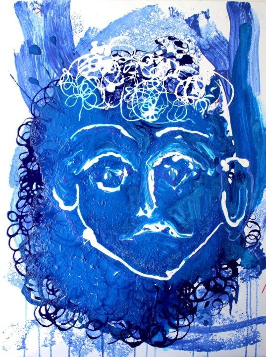 Painting titled "Garçon blue" by Liaisan Musina, Original Artwork, Acrylic