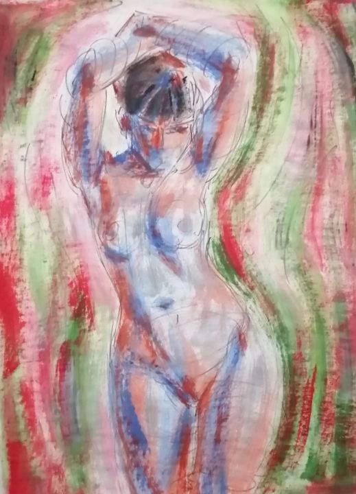 Картина под названием "Expressive Nude." - Liam Ryan, Подлинное произведение искусства, Акрил