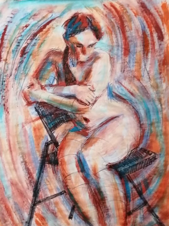 Painting titled "Fauvist Nude 28." by Liam Ryan, Original Art, Acrylic