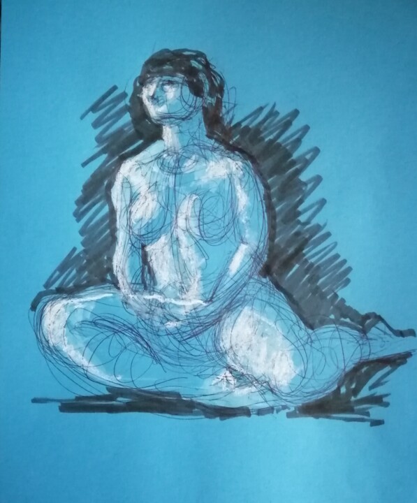 Drawing titled "Life Drawing 17." by Liam Ryan, Original Artwork, Marker