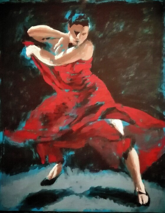 Painting titled "Latin Dancer 1." by Liam Ryan, Original Artwork, Acrylic Mounted on Wood Stretcher frame