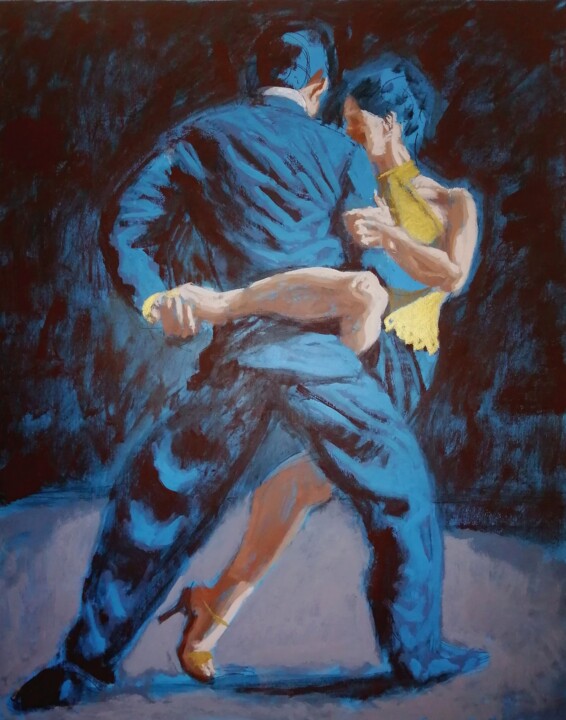 Painting titled "Latin Dancers 1." by Liam Ryan, Original Artwork, Acrylic Mounted on Wood Stretcher frame