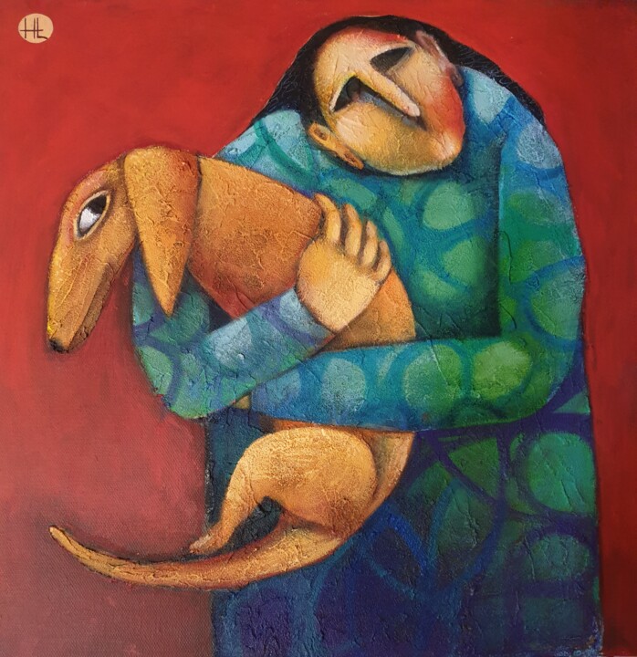 "My clever dog (40x4…" başlıklı Tablo Liana Asatryan tarafından, Orijinal sanat, Petrol Ahşap Sedye çerçevesi üzerine monte…