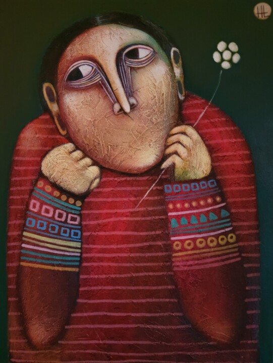 Картина под названием "Echoes of Contempla…" - Liana Asatryan, Подлинное произведение искусства, Масло Установлен на Деревян…