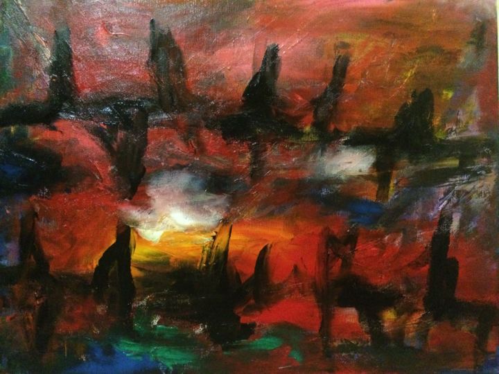 Pittura intitolato "ENFER" da Liana Branzas, Opera d'arte originale, Acrilico