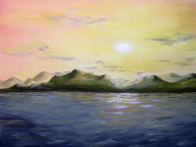 Painting titled "Sea Sunset" by Liana Venturella, Original Artwork