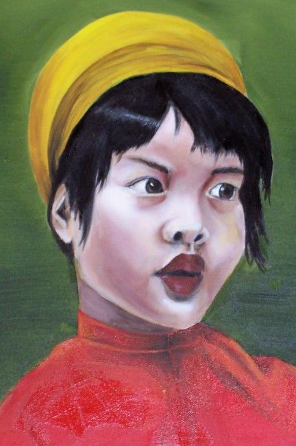 Painting titled "Girl in Yellow Hat" by Liana Venturella, Original Artwork