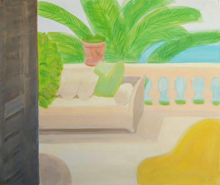Painting titled "Yellow armchair" by Liana Esakia, Original Artwork, Acrylic