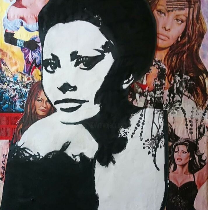 Arts numériques intitulée "Sophia Loren with m…" par Liana Romeijn, Œuvre d'art originale, Acrylique