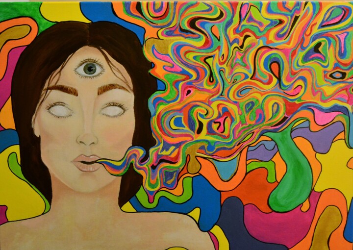 Painting titled "Le prana" by Liane Chevalier, Original Art, Acrylic