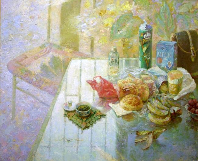 绘画 标题为“Corner of the Dinin…” 由Liang Yi Er, 原创艺术品, 油