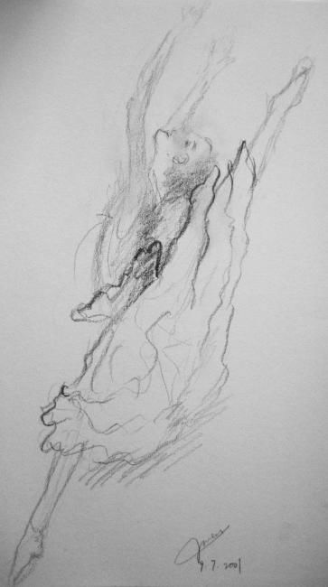 Dessin intitulée "A Ballerina" par Gwen Liang, Œuvre d'art originale, Autre